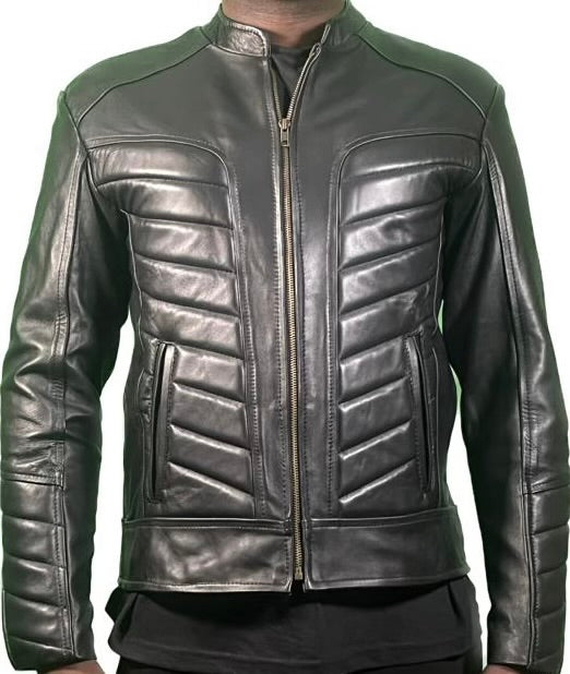 Men's smooth leather Black jacket