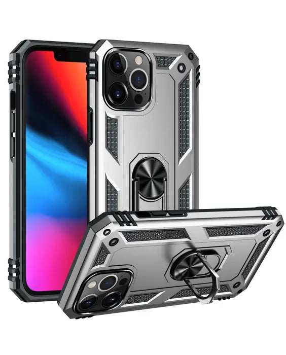 iPhone 14 Pro Max Dual Colors Ring Magnetic GPS car mount Phone Holder Case