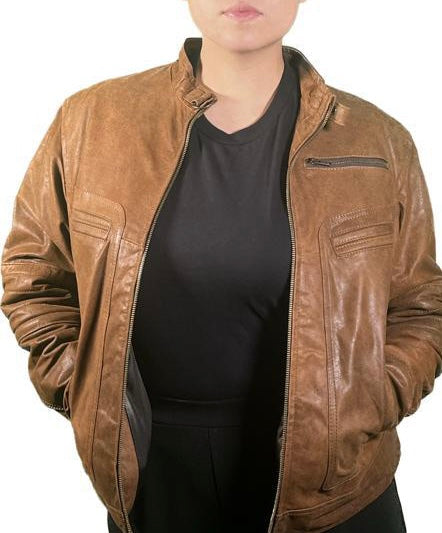 Chestnut Heavy duty / durable 100% leather jacket/ Women